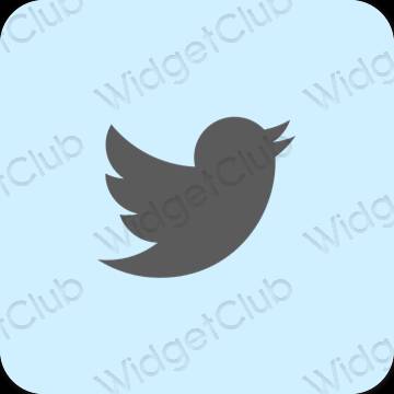 Stijlvol pastelblauw Twitter app-pictogrammen
