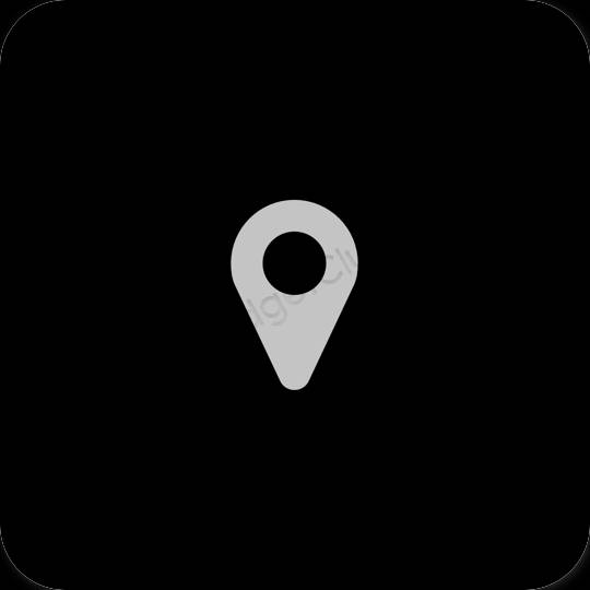 Esztétika fekete Map alkalmazás ikonok