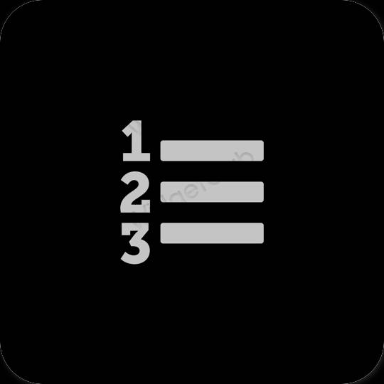 Estetický Černá Reminders ikony aplikací