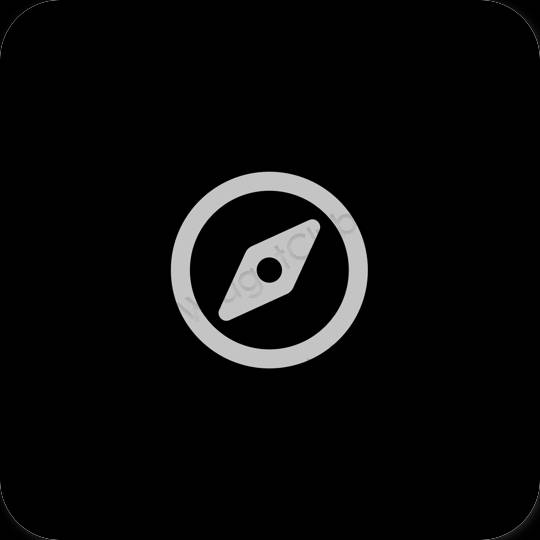 جمالي أسود Safari أيقونات التطبيق