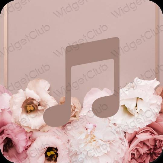 Estético marrón Apple Music iconos de aplicaciones