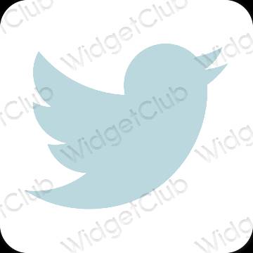Aesthetic pastel blue Twitter app icons