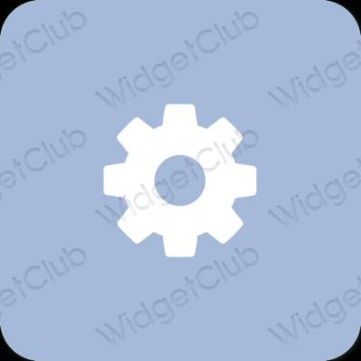 Estetické pastelovo modrá Settings ikony aplikácií