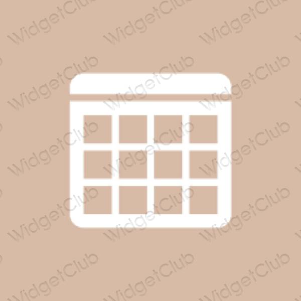جمالي اللون البيج Calendar أيقونات التطبيق