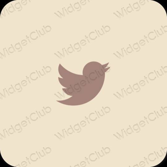 Estético bege Twitter ícones de aplicativos