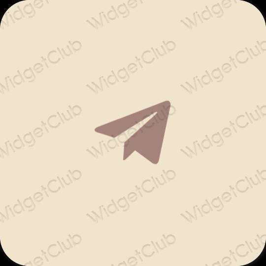 Естетичен бежово Telegram икони на приложения