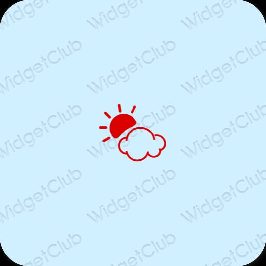 Esthétique bleu pastel Weather icônes d'application