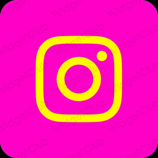 Estetický neonově růžová Instagram ikony aplikací