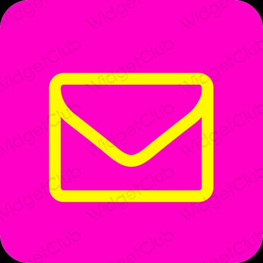 Estetis neon merah muda Mail ikon aplikasi