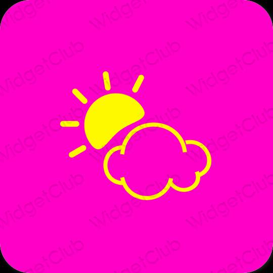 Estetis neon merah muda Weather ikon aplikasi