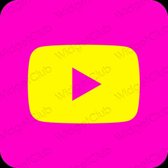Aesthetic neon pink Youtube app icons
