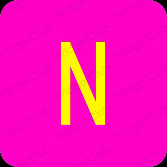 미적인 네온 핑크 Netflix 앱 아이콘