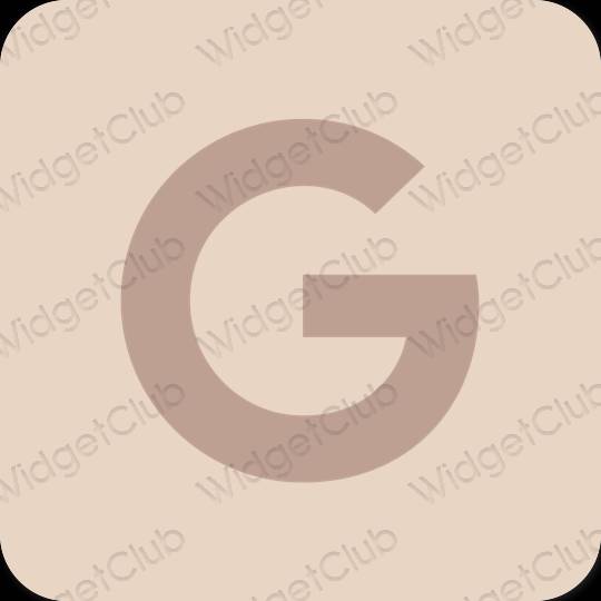 Estetinis smėlio spalvos Google programėlių piktogramos