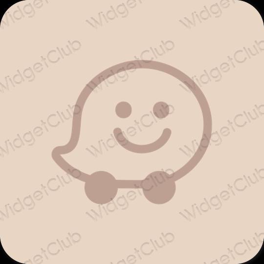 Aesthetic beige Waze app icons