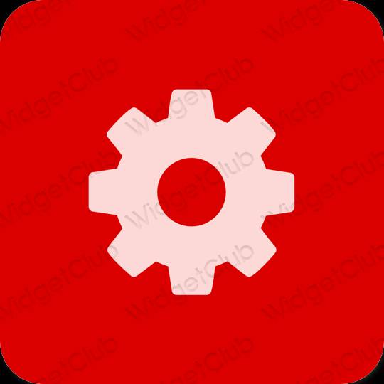 Estetický Červené Settings ikony aplikací