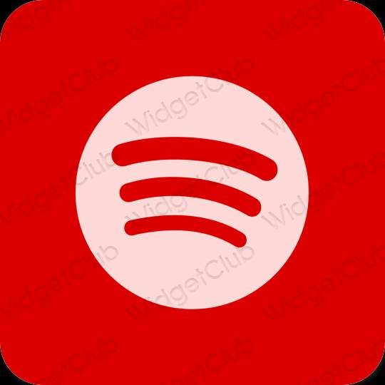 Естетичен червен Spotify икони на приложения