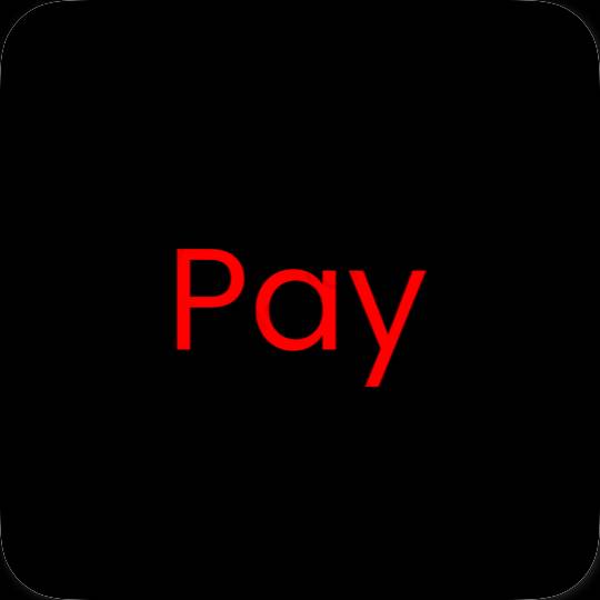 эстетический черный PayPay значки приложений