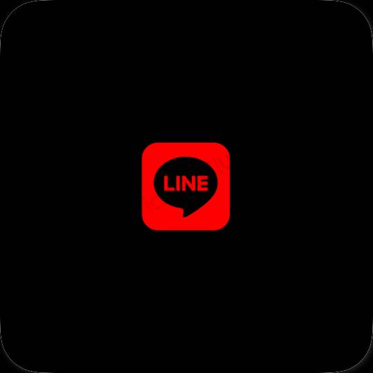 Естетски црн LINE иконе апликација