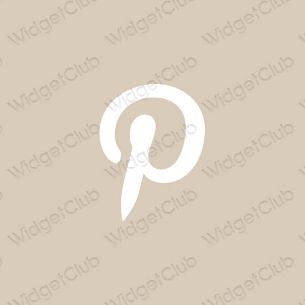审美的 浅褐色的 Pinterest 应用程序图标