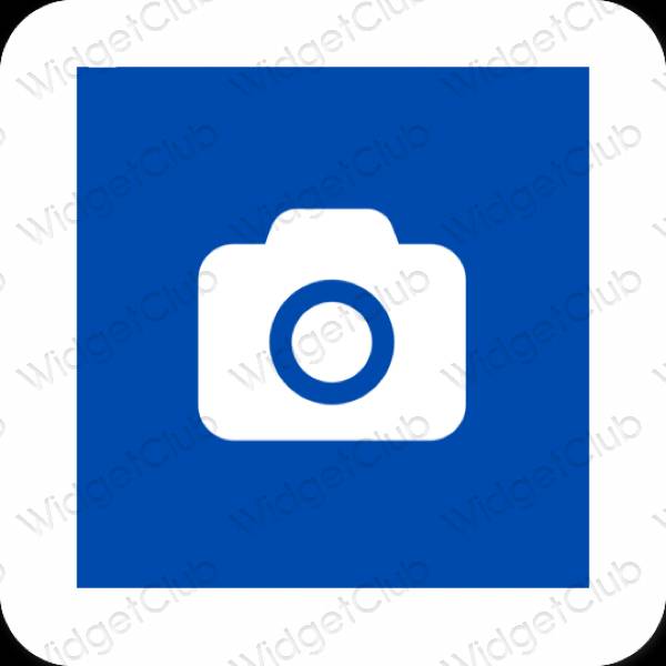 Estético azul neón Camera iconos de aplicaciones