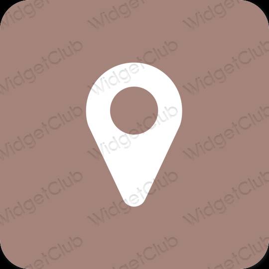 Estetické hnedá Map ikony aplikácií