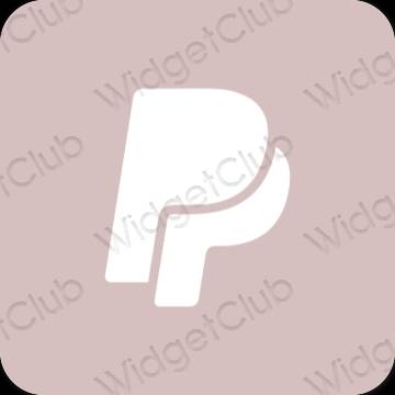 Αισθητικός παστέλ ροζ Paypal εικονίδια εφαρμογών