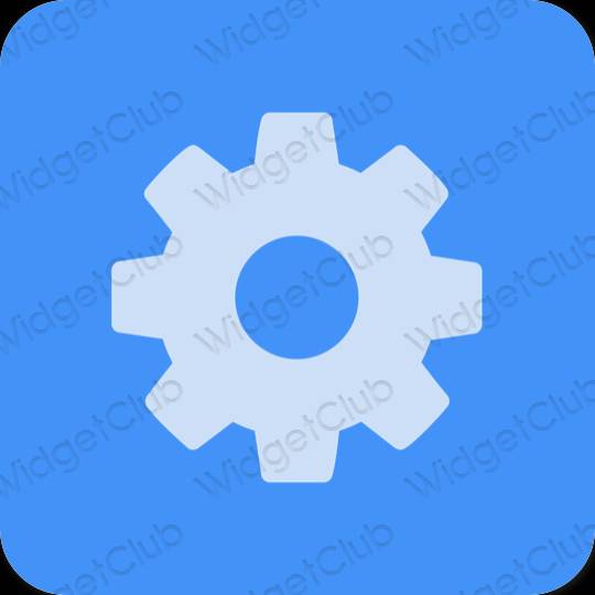 Æstetisk blå Settings app ikoner