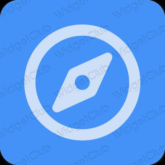 미적인 네온 블루 Safari 앱 아이콘