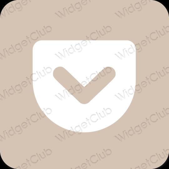 Esthétique beige Pocket icônes d'application