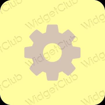 Естетичен жълто Settings икони на приложения