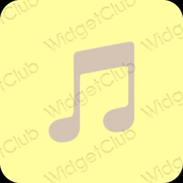 Estético amarelo Apple Music ícones de aplicativos