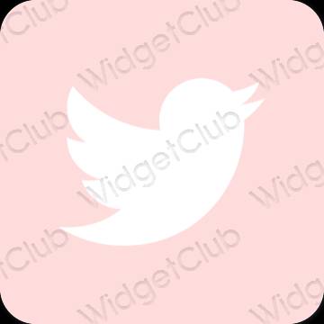 Estetis merah muda pastel Twitter ikon aplikasi