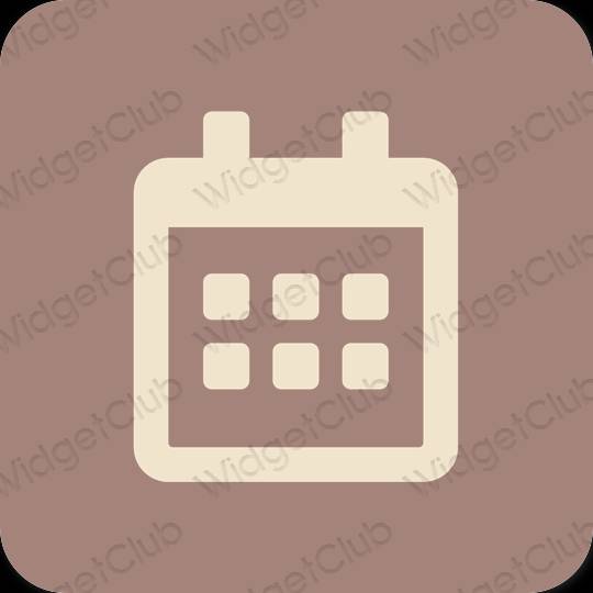 Estético Castanho Calendar ícones de aplicativos