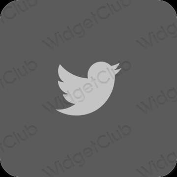 Estético gris Twitter iconos de aplicaciones
