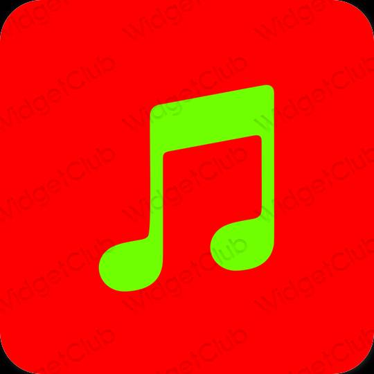 Ესთეტიური წითელი Apple Music აპლიკაციის ხატები
