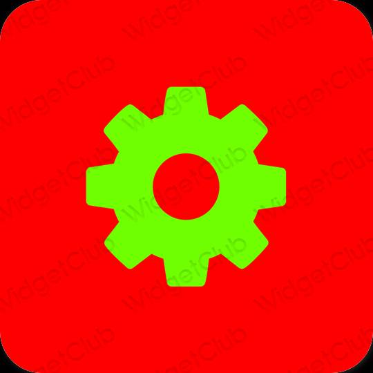 Esztétika piros Settings alkalmazás ikonok