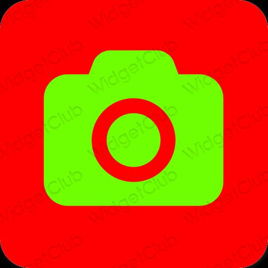 Esthétique rouge Camera icônes d'application