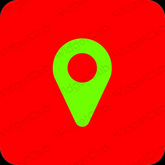 Esztétika piros Google Map alkalmazás ikonok