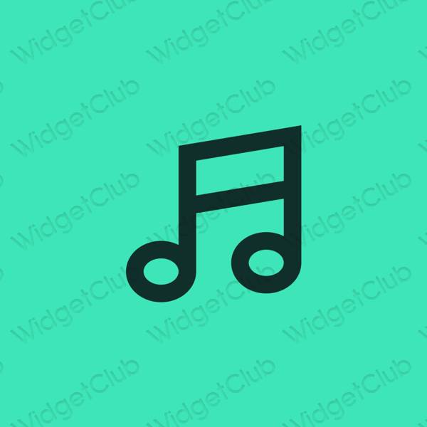 Estético azul neon LINE MUSIC ícones de aplicativos
