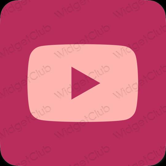 Aesthetic neon pink Youtube app icons