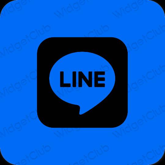 Estetisk neonblå LINE app ikoner