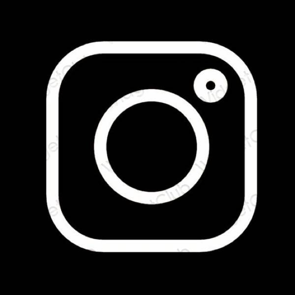 Estético negro Instagram iconos de aplicaciones