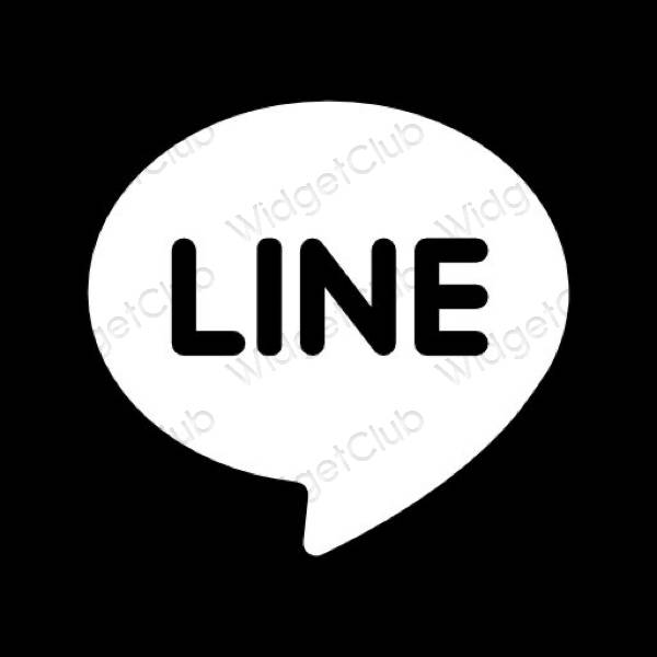 Естетски црн LINE иконе апликација