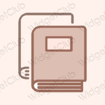 Esthétique beige Books icônes d'application