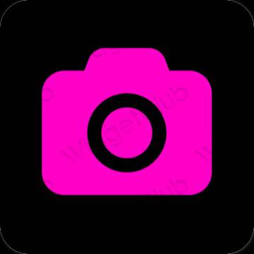 Естетичен неоново розово Camera икони на приложения