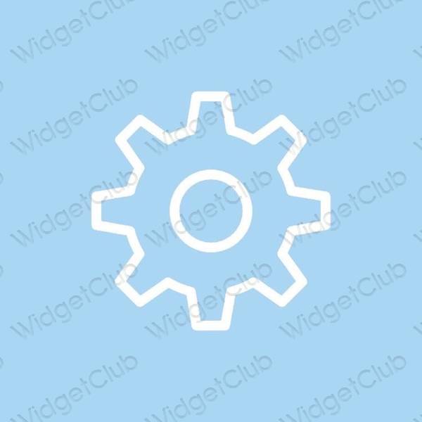 Estetyka pastelowy niebieski Settings ikony aplikacji
