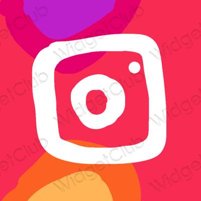 Aesthetic neon pink Instagram app icons