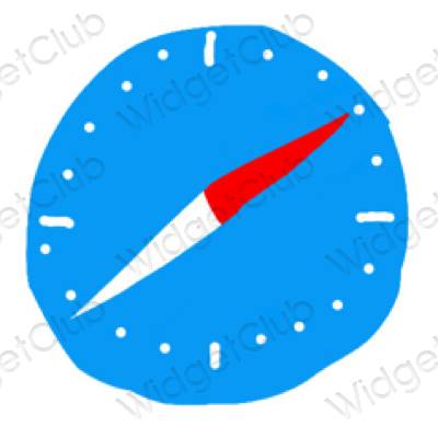 Esztétika kék Safari alkalmazás ikonok