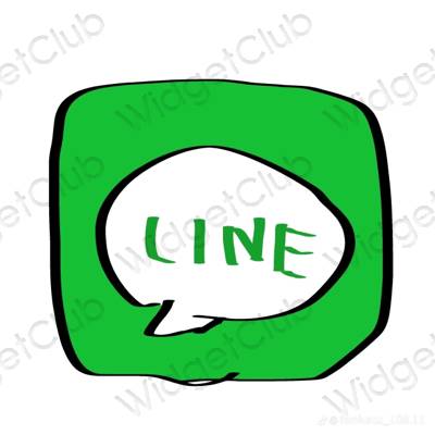 Estetis biru neon LINE ikon aplikasi
