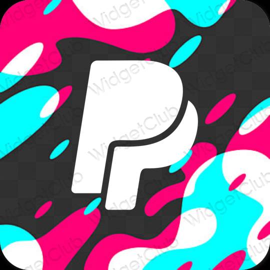 Estetis neon merah muda Paypal ikon aplikasi